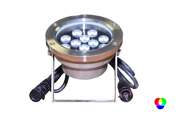 Подводный светодиодный прожектор (LED) 12 диодов, 45°, 12V.DC-RGBW